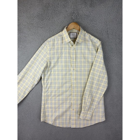 Charles Tyrwhitt Other - Charles Tyrwhitt Shirt Mens 16 34/35 Yellow Check Slim Fit Non Iron Long Sleeve